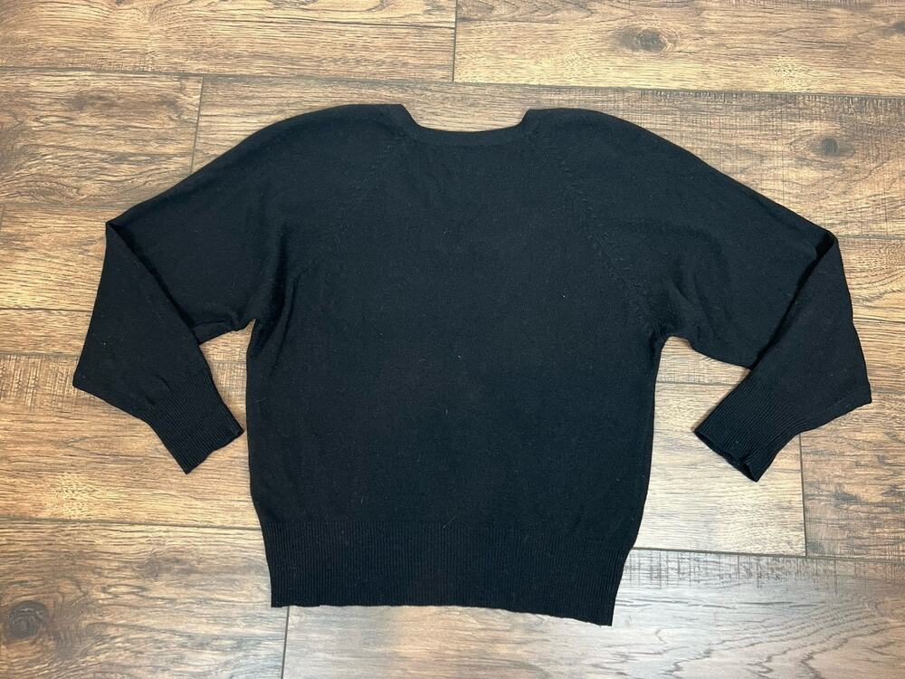 Vtg Lambswool Angora Rabbit Hair Black Sweater V Back Lightweight Sz L La Plume